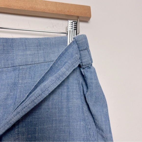 J by J. Crew Chambray Cotton Tie Waist Wide Leg Cropped Lightweight Pants 8 - Picture 7 of 14